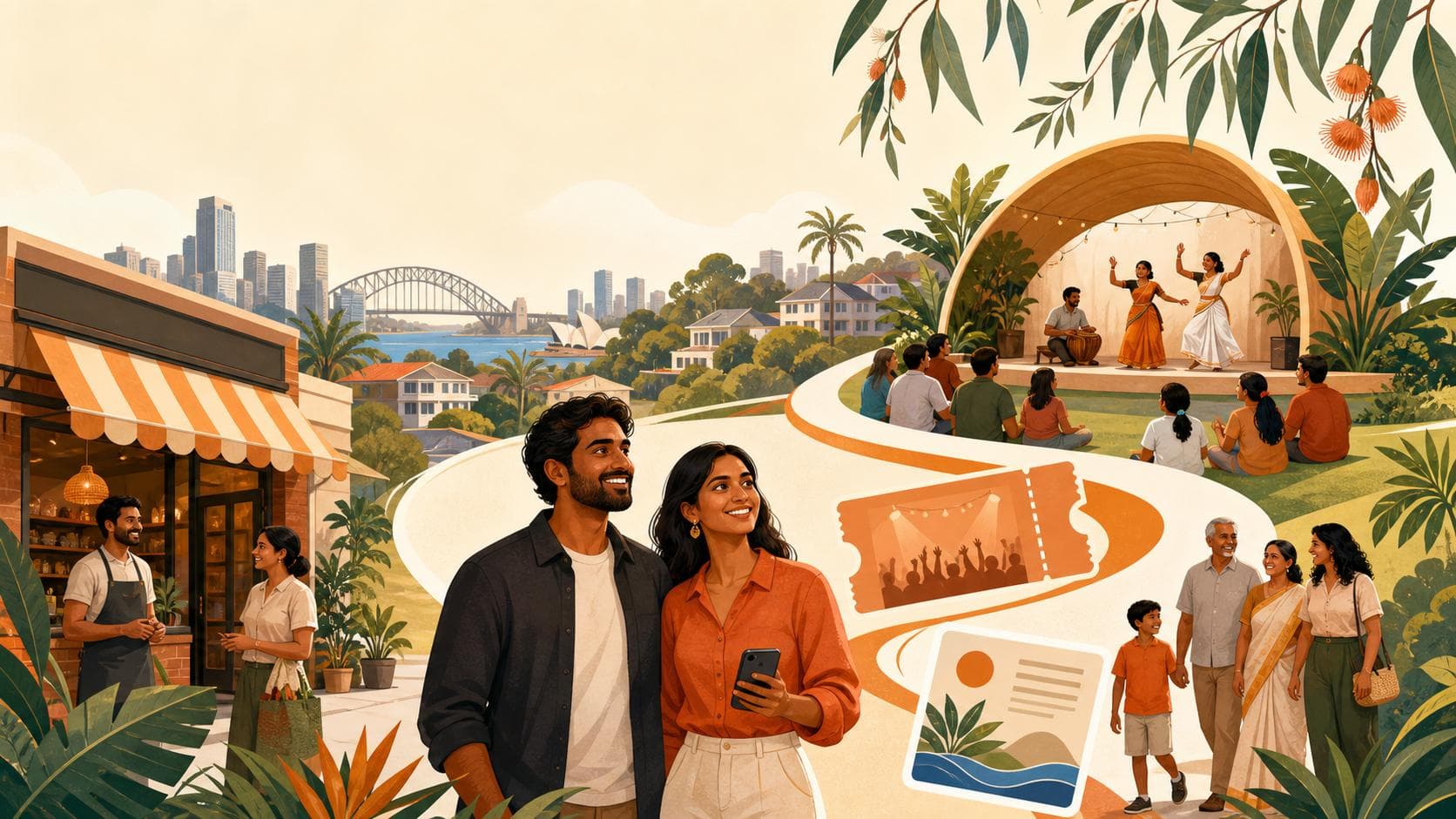 Sri Lankan-Australian community members connecting local businesses, events and helpful information across an Australian city.